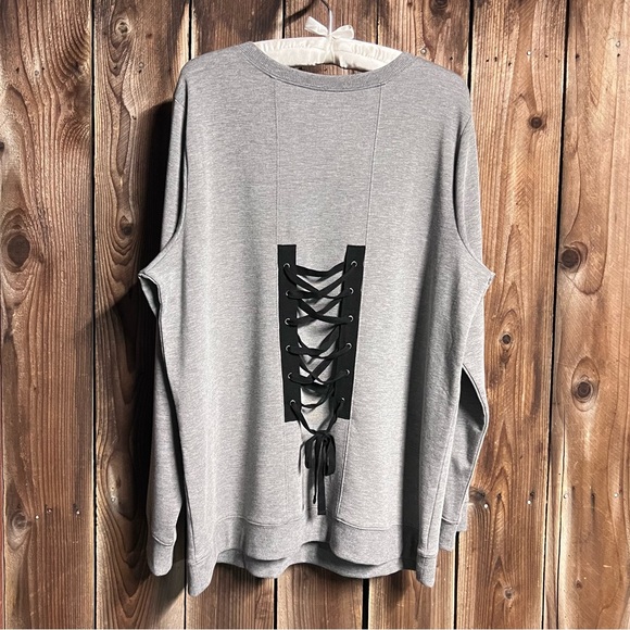 Torrid Active Grey Lace Up Back Detail Sweatshirt Long Sleeve Pullover Size 2X - Picture 8 of 13